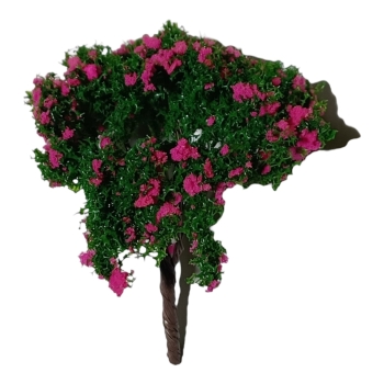 Green Tree with Pink Flowers