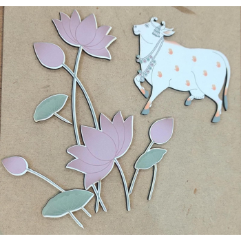 Pichwai cow with Lotus