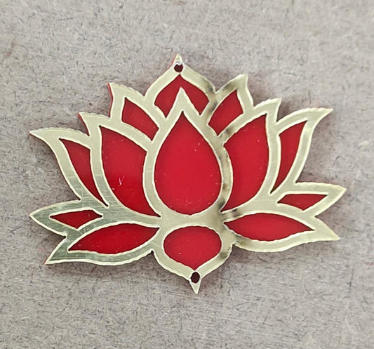 Lotus with Red & gold acrylic