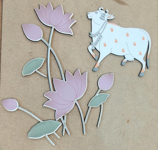Pichwai cow with Lotus