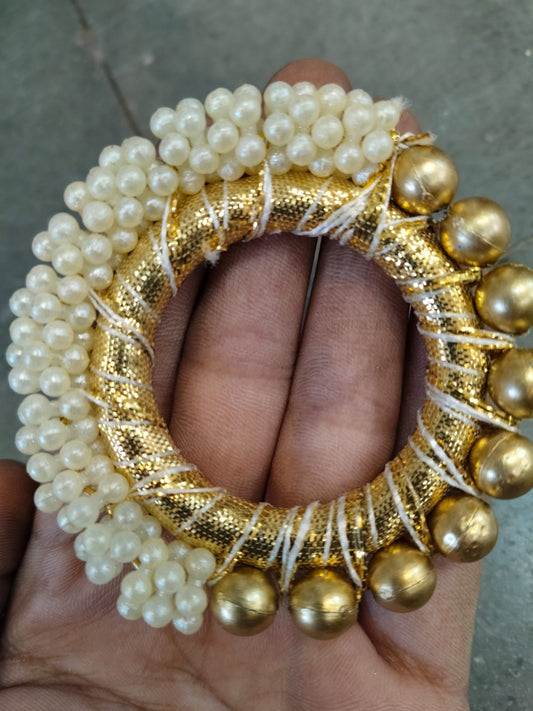 White and Golden Pearl ring_3 Inch