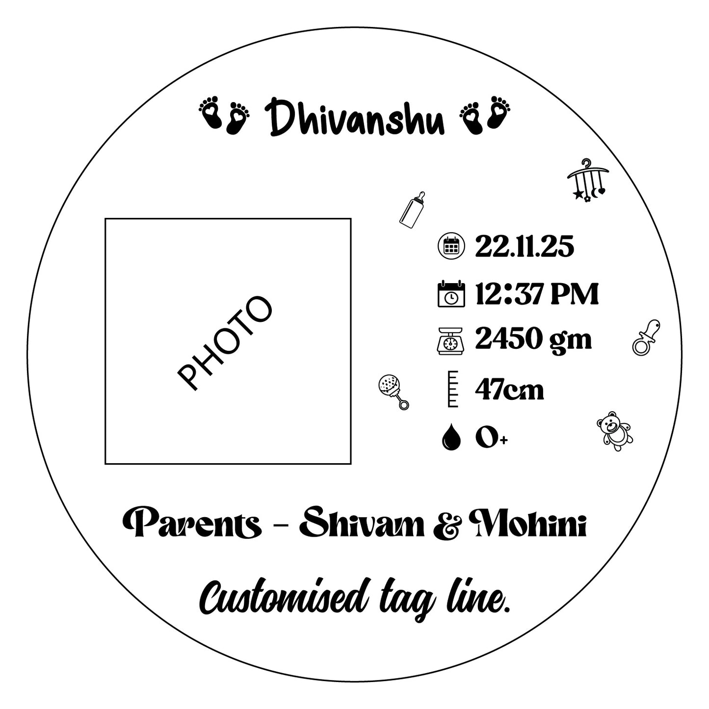 Insert Sheet - Custom Baby Photo Frame