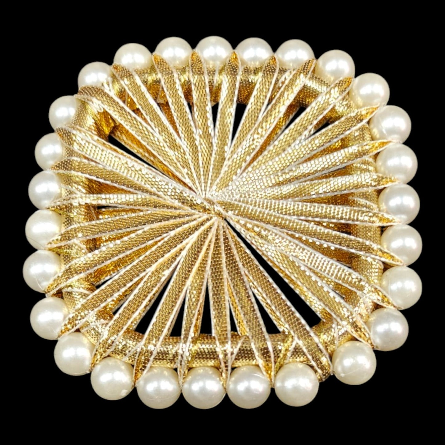 Gotta Jali Square Ring with White pearl