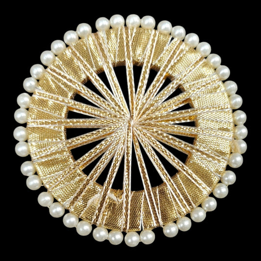 Gotta Jali round ring with white Pearl