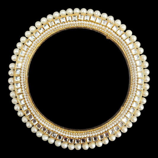 Round gotta with Pearl ring -6"
