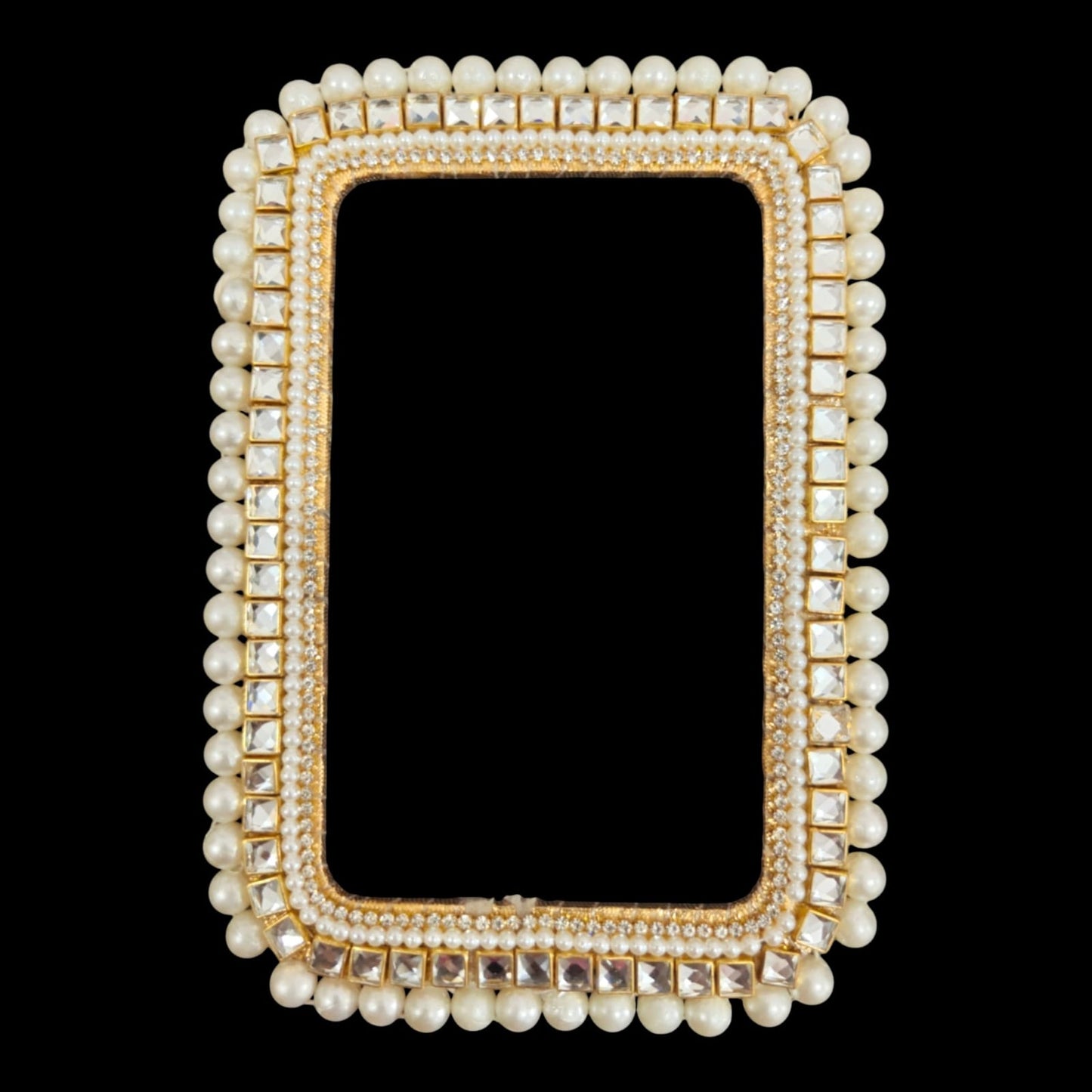 Rectangle  Gotta ring with pearl