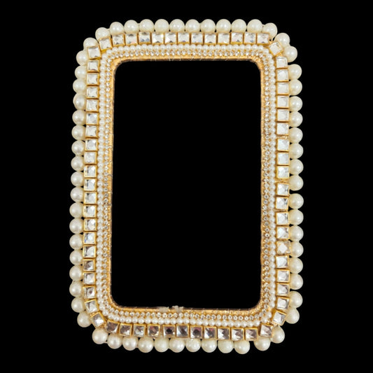 Rectangle  Gotta ring with pearl