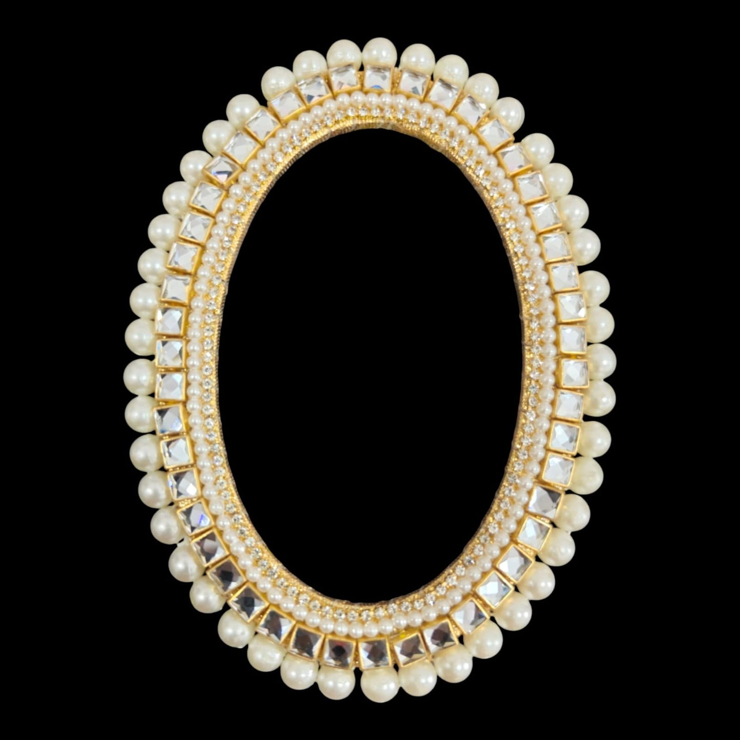 Oval  Gotta ring with pearl 6" -2