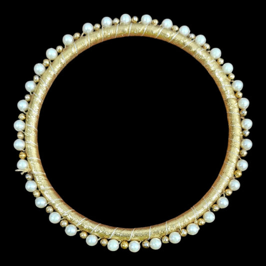 White Golden Pearl Gotta Ring-6